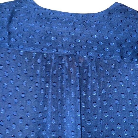 Banana Republic Navy  Dotted Sheer Classic Fit Button Front Blouse Ladies XS - Picture 6 of 9